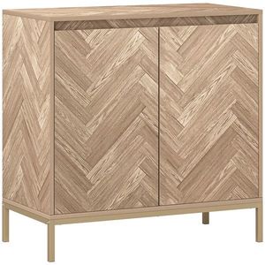 HOMCOM Mobilier de depozitare bufet cu 2 uși în șevalet, raft reglabil și picioare din oțel, dim. 78 x 40 x 78 cm, stejar | Aosom Romania imagine