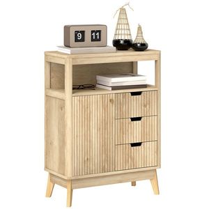 HOMCOM Bufet salon mobilier de depozitare cu dulap cu uși, raft reglabil și raft deschis, 60x30x81cm, lemn natural | Aosom Romania imagine
