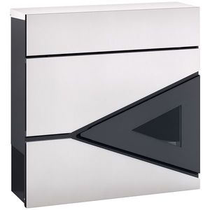 HOMCOM Căsuță poștală de perete din oțel galvanizat, blocabilă cu fereastră, material de montaj, 37 x 11 x 37 cm, argintiu | Aosom Romania imagine