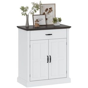 HOMCOM Bufet pentru Living Rustic cu 2 Uși 1 Sertar Raft Reglabil pentru Hol Intrare Alb 75, 2x40x91, 5 cm | Aosom Romania imagine