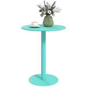HOMCOM Masă de dining rotundă pentru 2 persoane Ø60 cm modernă cu bază rotundă cadru din oțel pentru interior și exterior verde | Aosom Romania imagine