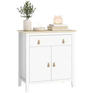 HOMCOM Bufet salon mobilier de depozitare cu dulap cu 2 uși, sertar și raft reglabil, 80 x 40 x 90 cm, alb | Aosom Romania imagine