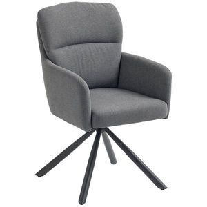 HOMCOM Scaun de dining capitonat, scaun de bucatarie cu perne groase, brate, picioare metalice, Gri | Aosom Romania imagine