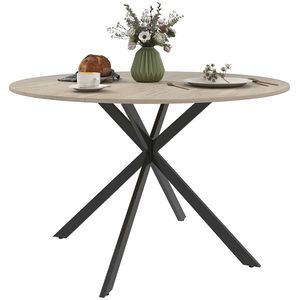 HOMCOM Masă de Dining Rotundă pentru 4 Persoane cu Structură de Oțel Ø120x75 cm Maro Închis | Aosom Romania imagine