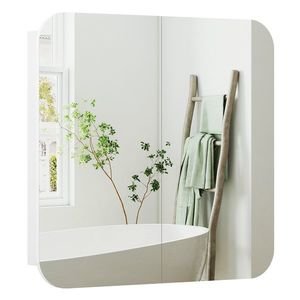 HOMCOM Dulap de perete pentru baie cu oglindă arcuită mobilier pentru baie rafturi reglabile uși oglindă 68 x 13 x 66 cm alb | Aosom Romania imagine