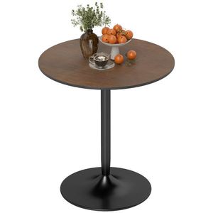 HOMCOM Masă de dining rotundă 70 cm pentru 2 persoane cu blat din placaj de lemn masiv și baza din oțel maro | Aosom Romania imagine
