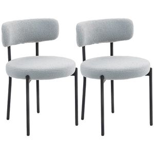 HOMCOM Set de 2 scaune de sufragerie cu spătar din material textil picioare din oțel 51 x 51 x 76 cm gri deschis | Aosom Romania imagine
