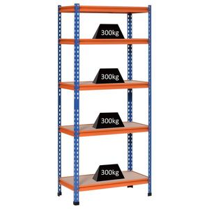 HOMCOM Etajera din metal pentru garaj 5 nivele capacitate 1500 kg 80 x 40 x 182 cm albastru portocaliu | Aosom Romania imagine