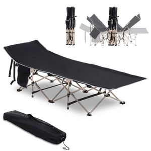 Outsunny Pat pliant, Pat de camping, pliabil, rezistent la intemperii, geantă de transport inclusă, 190 x 68 x 52 cm, Negru | Aosom Romania imagine