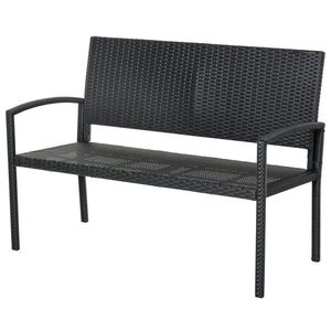 Outsunny Banca de Gradina si de Exterior din Ratan Banca din Ratan Negru 2 Locuri, 122x60x87cm imagine