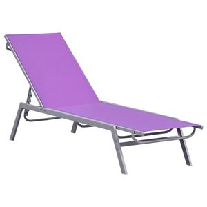 Outsunny Șezlong de Soare - Chaise Longue - Design Contemporan - Spătar Reglabil în Mai Multe Poziții - Metal Epoxidic Textilen Mov - dim. 170 x 58 x 97 cm | Aosom Romania imagine