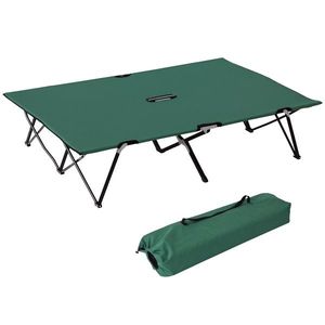 Outsunny Pat de tabără pliabil dublu pentru 2 persoane 193 x 125 x 40 cm poliester Oxford metal verde | Aosom Romania imagine
