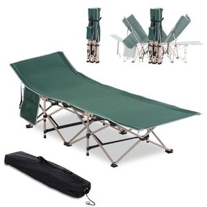 Outsunny Pat de camping pliant, pat de camp cadru din oțel ușor, geantă de transport greutate maximă suportată 150 kg, 190 x 68 x 52 cm verde | Aosom Romania imagine