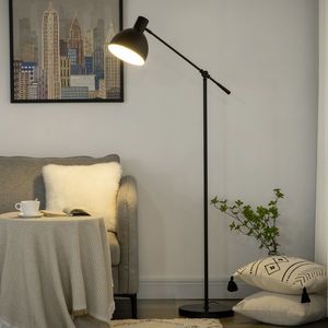HOMCOM Lampadar de podea pentru living 40 W înălțime ajustabilă, abajur și braț pivotant, comutator la picior, soclu E27, negru | Aosom Romania imagine