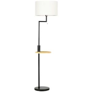 HOMCOM Lampă de podea cu etajeră, Lampă de podea, Fermoar, E 27, 40 W, Bambus, Natural + Negru | Aosom Romania imagine