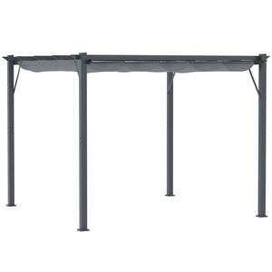 Pergolă pavilion Outsunny cu acoperiș culisant pentru terasă de grădină Alu Gri cărbune+Gri închis 3x3x2, 23 m | Aosom Romania imagine