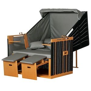 Outsunny Șezlong de Plajă pentru 2 Persoane, incl. Perne pentru Cap, Role pentru Gât și Suporturi pentru Picioare, Rezistent la Vreme, Gri deschis | Aosom Romania imagine