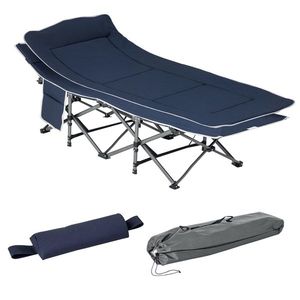 Outsunny Campingbett, pat pliabil cu pernă, 188 x 64, 5 x 53 cm, bleu foncé | Aosom Romania imagine
