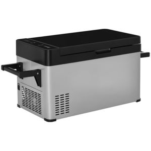 Outsunny Cutie Frigorifică Auto 50L cu Afișaj LCD 2 Moduri Compresor Frigider Auto cu Mânere Navă Camper Călătorie 12/24V DC și 110-240V AC Gri+Negru | Aosom Romania imagine