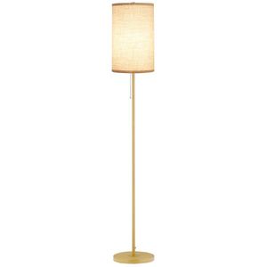 HOMCOM Lampadar design 40 W max. picior oțel dorat abajur material textil cremă dim. 25, 5 x 25, 5 x 157 cm auriu și bej | Aosom Romania imagine