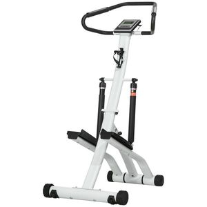 SPORTNOW Stepper cu ghidon 12 nivele de rezistență reglabile, ecran LCD, 2 roți și pedale antiderapante, alb și negru | Aosom Romania imagine