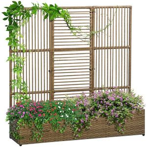Outsunny Suport pentru plante cu treiis, coș rectangular inferior din rășină împletită și oțel dim. 103L x 29l x 103Î cm | Aosom Romania imagine