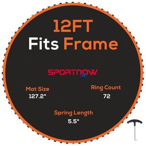 SPORTNOW Tapis de rechange pentru trampoline tapis de saut de remplacement, compatibil trampoline Ø 3, 7 m și arcuri de 14 cm | Aosom Romania imagine