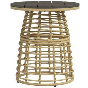 Outsunny Masă de cafea de grădină rotundă din rășină aspect răchită metal și blat compozit, dim. Ø45 x 50H cm | Aosom Romania imagine