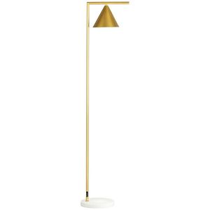 HOMCOM Lampadar pe picior de salon din oţel cu abajur conic orientabil bază marmură 40W 35 x 26 x 153 cm auriu | Aosom Romania imagine
