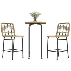 Outsunny Set 3 piese 1 masă rotundă înaltă design boem + 2 tabureți rotunzi cu suport pentru picioare din metal pentru 2 persoane natural | Aosom Romania imagine