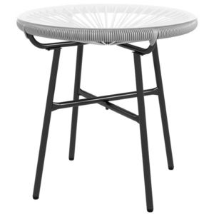 Outsunny Masă de cafea rotundă de grădină din răchită aspect rotin metal și blat sticlă securizată Ø 50 x 50 cm gri | Aosom Romania imagine
