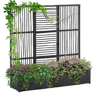 Outsunny Blumenkasten cu grilaj, rezistent la intemperii, Ratan Polyrattan, 103 x 103 x 29 cm, Negru | Aosom Romania imagine