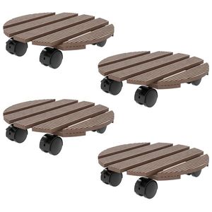 Outsunny Lot de 4 suporturi rotunde Ø30 cm pentru plante - suport pentru ghivece cu roți, interior și exterior | Aosom Romania imagine