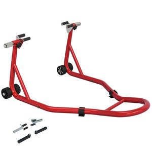 HOMCOM Suport pentru motocicletă, tăvișă pentru motocicletă cu brațe oscilante în formă de U și L, suport universal pentru atelier, roșu | Aosom Romania imagine