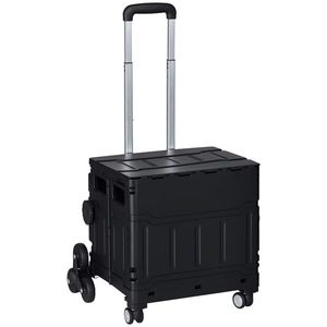 HOMCOM Cărucior de cumpărături Einkaufswagen, Treppensteiger, pliabil, cu mâner telescopic, capacitate maximă de 65 kg, Negru | Aosom Romania imagine
