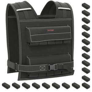 SPORTNOW Vestă grea 20 kg reglabilă vestă de greutate reglabilă pentru bărbați și femei bandă reflectorizantă 50 x 40 cm negru | Aosom Romania imagine