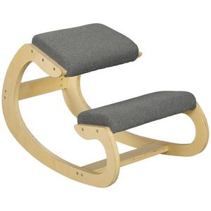 HOMCOM Scaun ergonomic basculant pentru biroul de acasă, pentru îmbunătățirea posturii corpului, Gri | Aosom Romania imagine