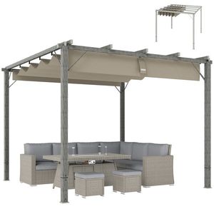 Outsunny Pergolă de Grădină 3 x 3 m, Acoperiș de Terasă Ajustabil, Cadru din Aluminiu, Protecție Solară UPF30+, Gri | Aosom Romania imagine