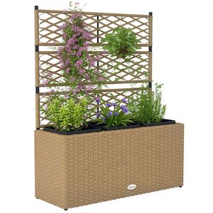 Outsunny Ghiveci pentru plante cu plasă 3 băcăi 33L exterior din rășină împletită 84 x 30 x 107 cm sable negru | Aosom Romania imagine