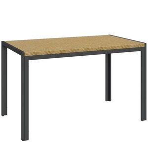 Outsunny Masă de grădină rectangulară 4 persoane din oțel și blat din rășină imitând răchita PE, dim. 120L x 70l x 72Î cm | Aosom Romania imagine
