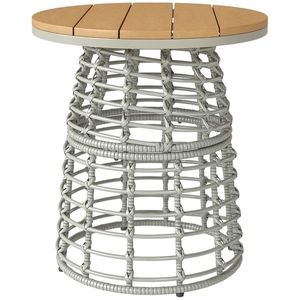 Outsunny Masă de cafea de grădină masă auxiliară exterior rotundă în răchită de aspect rotință și placă compozită Ø45 x 50 cm gri | Aosom Romania imagine