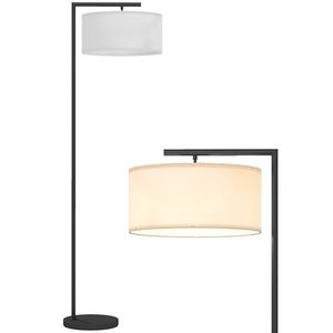 HOMCOM Lampadar lampă de picior abajur din material textil de in bază rotundă stabilă 47 x 37 x 153 cm negru si alb | Aosom Romania imagine