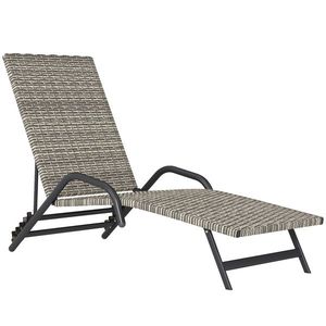 Outsunny Șezlong chaise longue din rășină impletită inclinabil și reglabil în 4 niveluri în formă de S, 156x62x96cm maro | Aosom Romania imagine