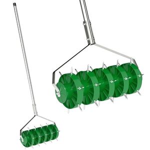 Outsunny Role aérateur de gazon cu poignée amovible en 3 piese, aerator de gazon manual, 45 x 21 x 140 cm verde închis | Aosom Romania imagine