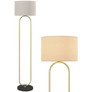 HOMCOM Lampadar abajur din in dulie E27 stil modern comutator la picior pentru salon si dormitor 156 cm aurit si negru | Aosom Romania imagine