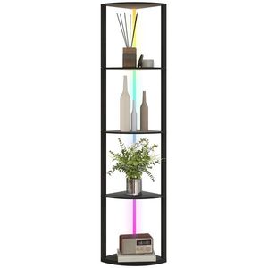 HOMCOM Lampa LED de Podea cu 5 Nivele, Reglabilă, cu Raft, Schimbare de Culori RGB, Telecomandă | Aosom Romania imagine