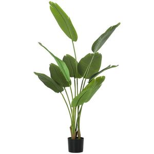 HOMCOM Plantă Artificială de 160 cm cu 10 Frunze din PEVA Verde cu Ghiveci, Ø16.5x13.5 cm | Aosom Romania imagine