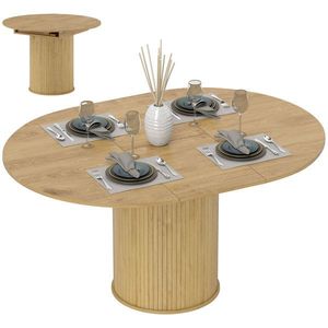 HOMCOM Masă Extensibilă Rotundă pentru 6-8 Persoane, culoare Lemn | Aosom Romania imagine