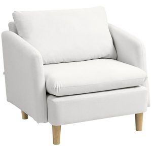 HOMCOM Fotoliu Modern pentru Living din Țesătură cu Șezut Larg și Gros, Crem | Aosom Romania imagine