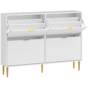 HOMCOM Dulap de pantofi pentru 20 de perechi de pantofi cu 4 sertare rabatabile Alb | Aosom Romania imagine